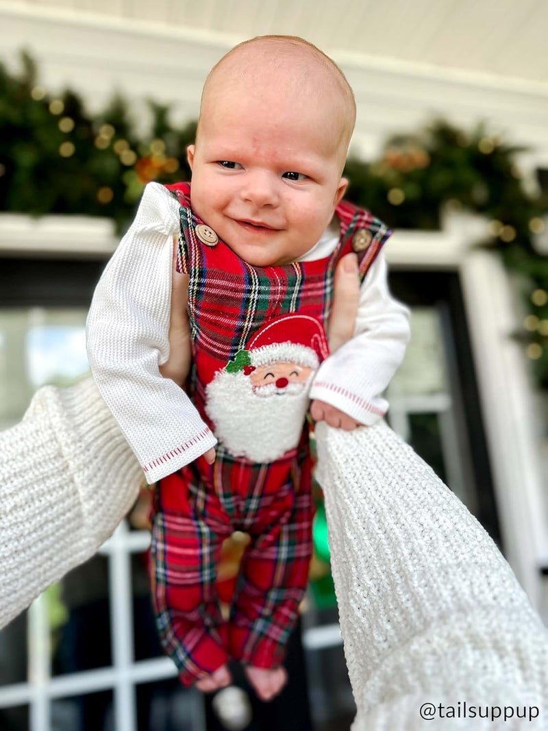 MudPie unisex-baby Santa Tartan Longall Set - Image 2